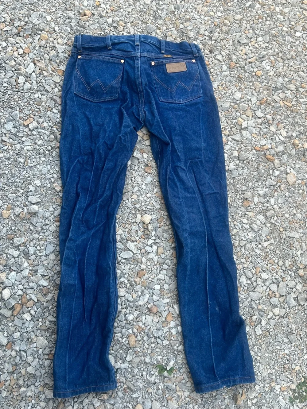 Wrangler Blue Denim Jeans with Orange Stitching 33x32